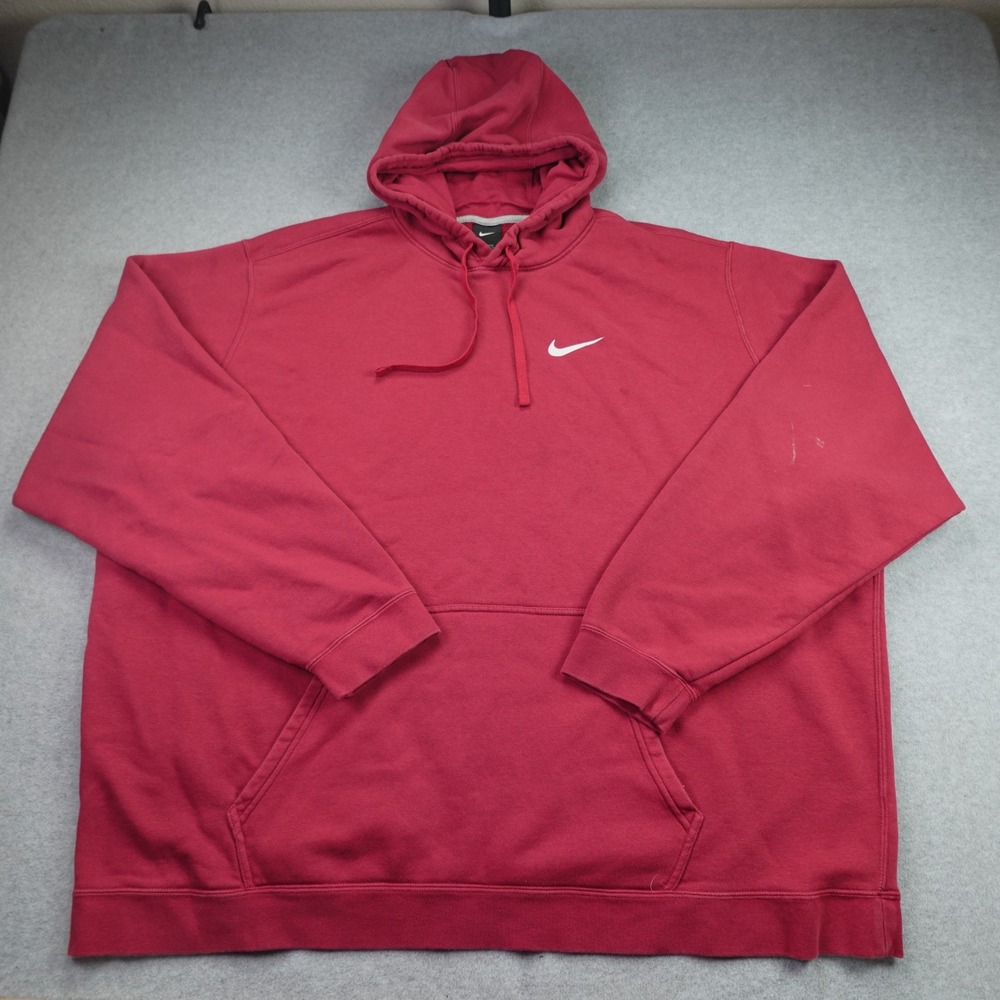 Nike Hoodie Mens 4XL Tall Red Maroon Club Fleece Sporty Pullover Swoosh Logo
